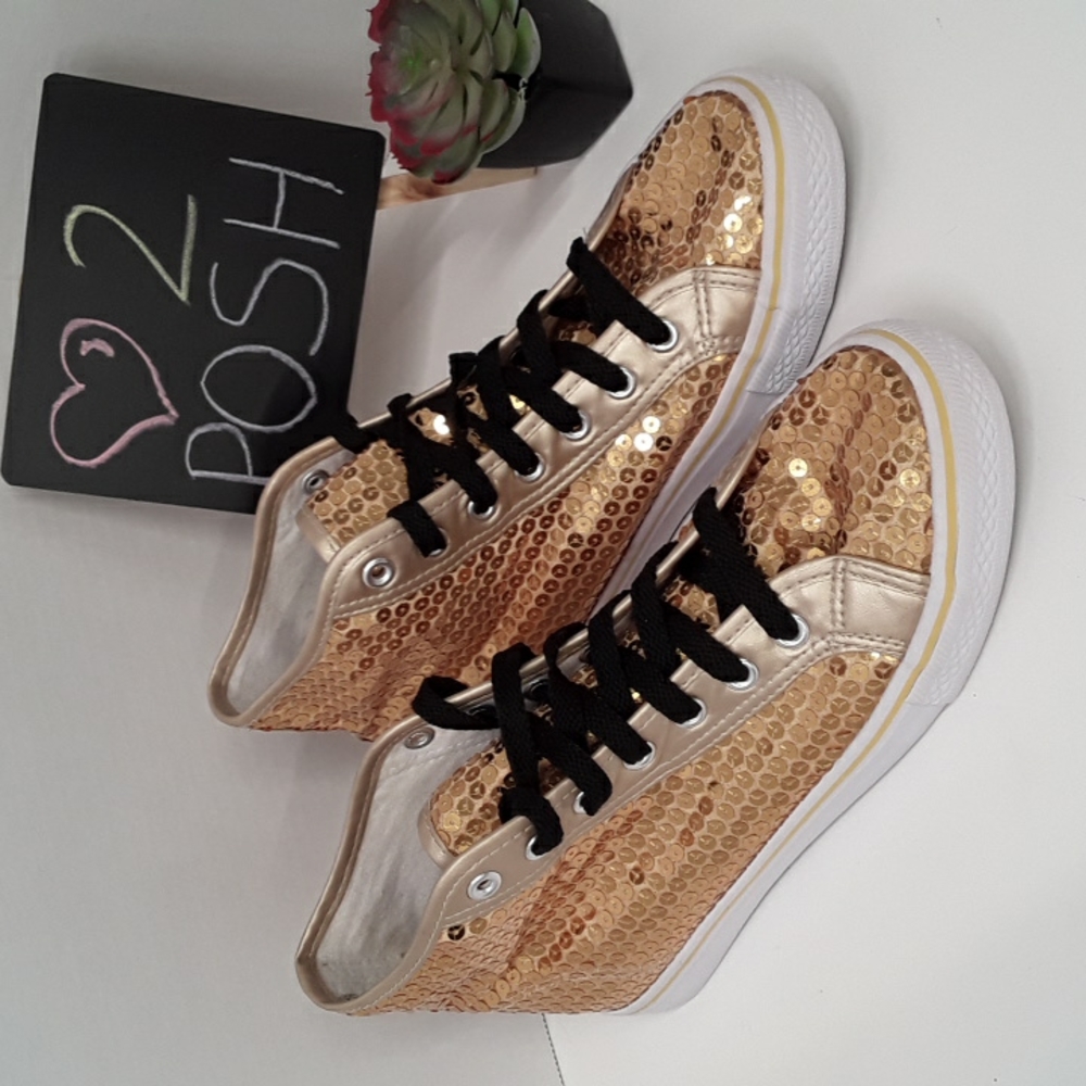 Balera Gold Sequin High Tops Skater Athletic Sz 7